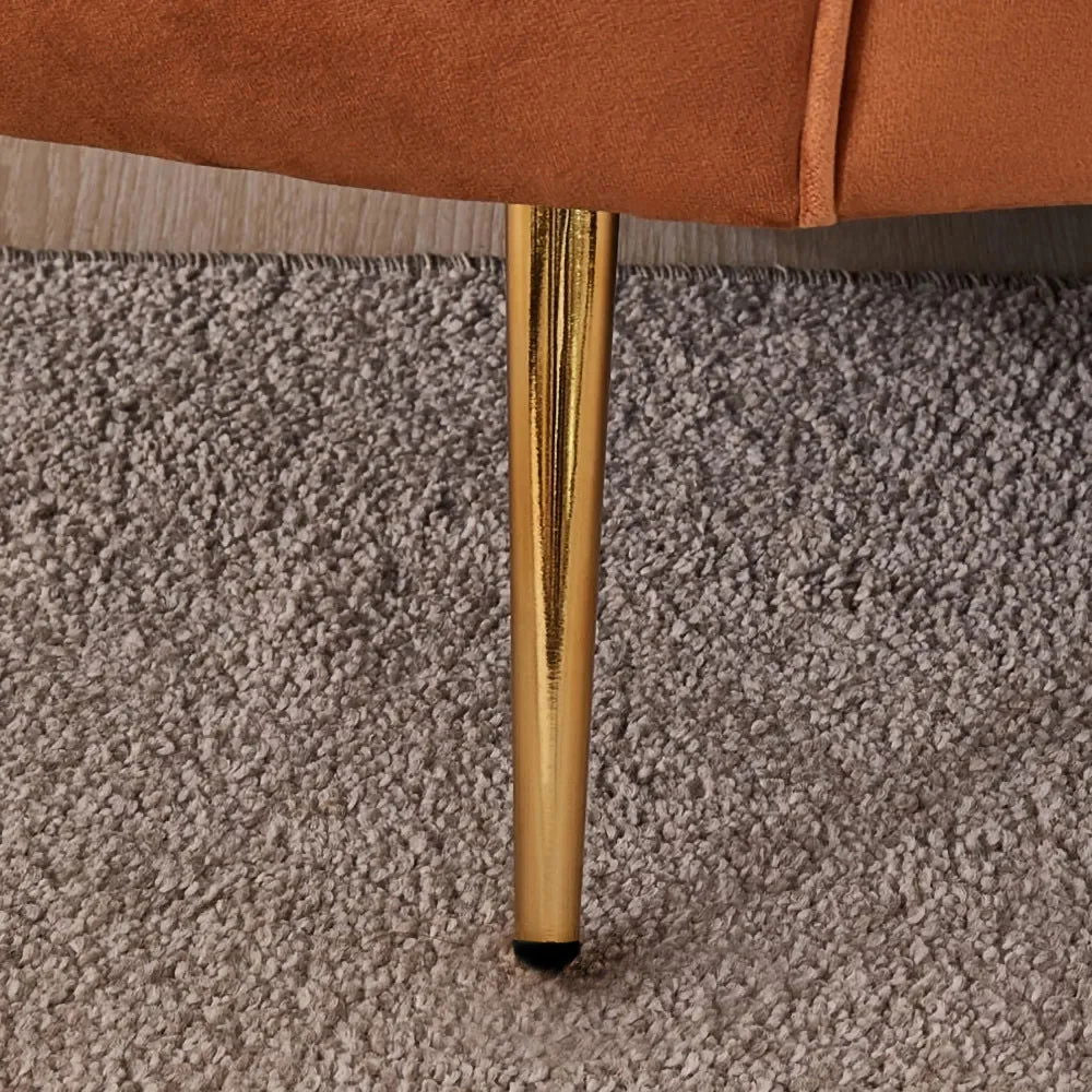 2360mm Modern Orange Velvet Upholstered Large 3-Seater Curved Sofa - 