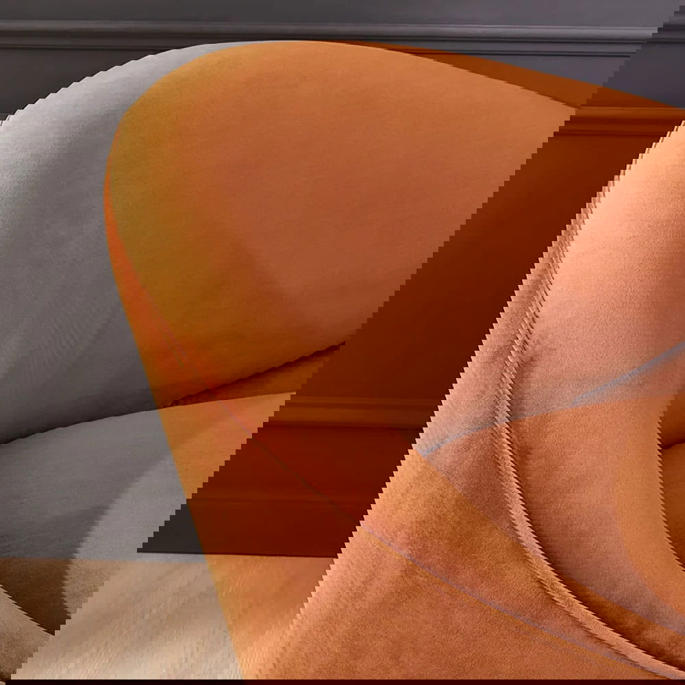 2360mm Modern Orange Velvet Upholstered Large 3-Seater Curved Sofa - 