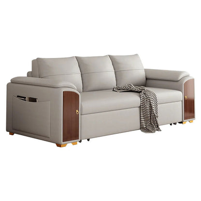 2400mm Pull Out Sofa Bed Convertible Leath-Aire Sleeper with Lift-top Coffee Table - 