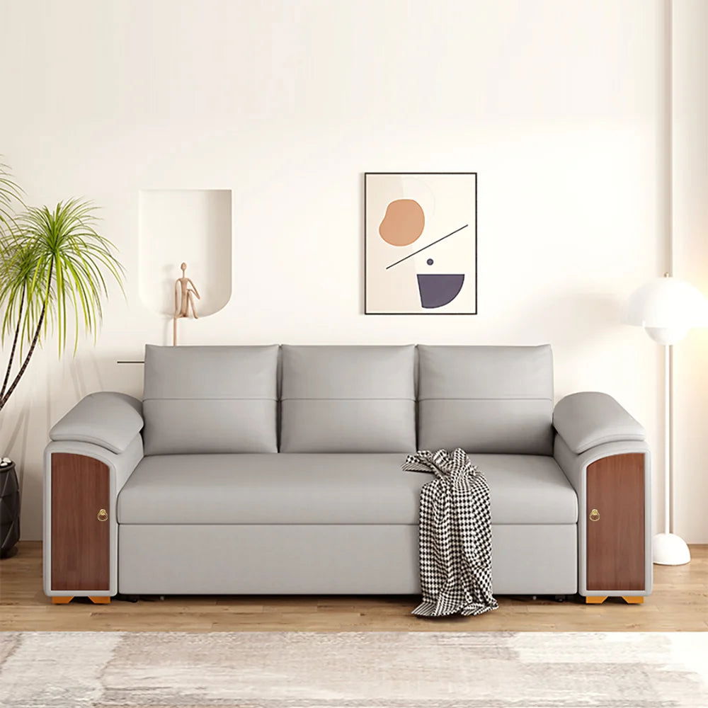 2400mm Pull Out Sofa Bed Convertible Leath-Aire Sleeper with Lift-top Coffee Table - Homary