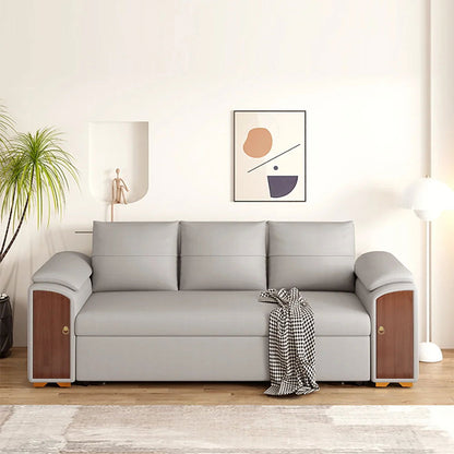 2400mm Pull Out Sofa Bed Convertible Leath-Aire Sleeper with Lift-top Coffee Table - Homary