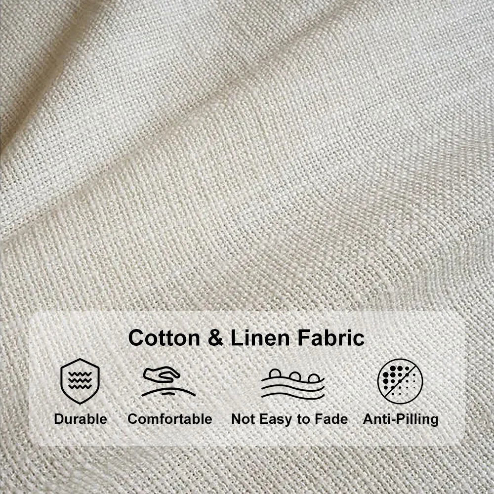 2460mm Walnut Japandi Solid Wood Living Room Sofa 3-Seater Cotton & Linen Upholstery - 