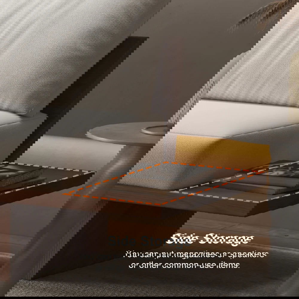 2460mm Walnut Japandi Solid Wood Living Room Sofa 3-Seater Cotton & Linen Upholstery - 