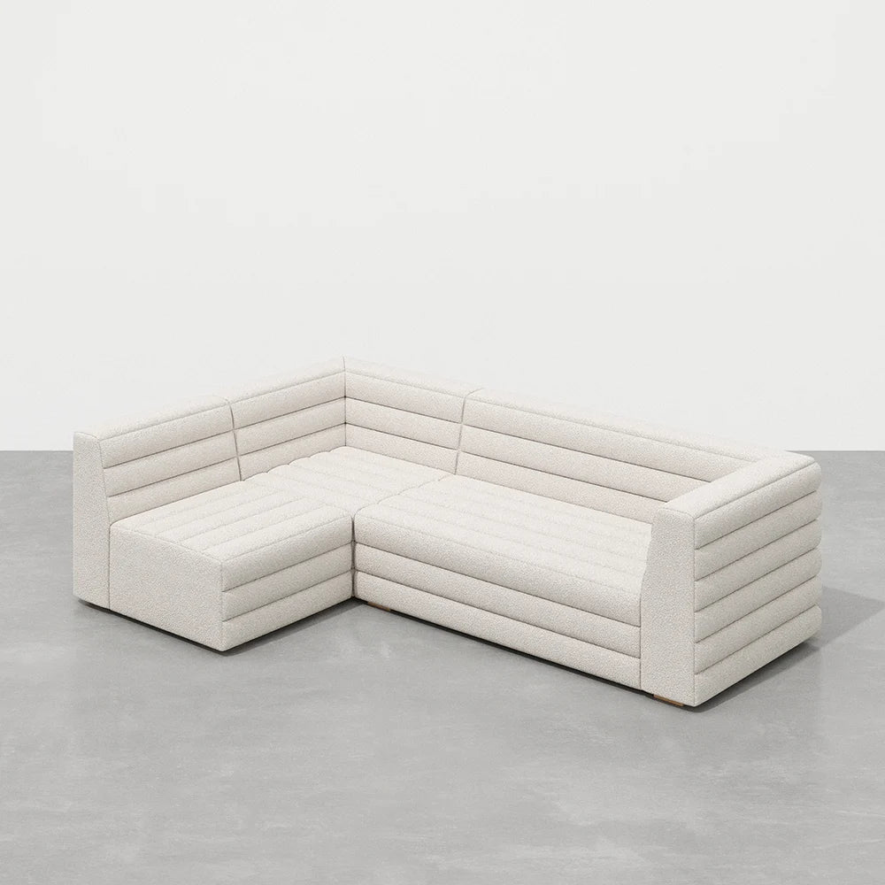 2500mm L-Shaped Modern White Boucle Modular Sectional Sofa Left Hand for 4 Seaters - 