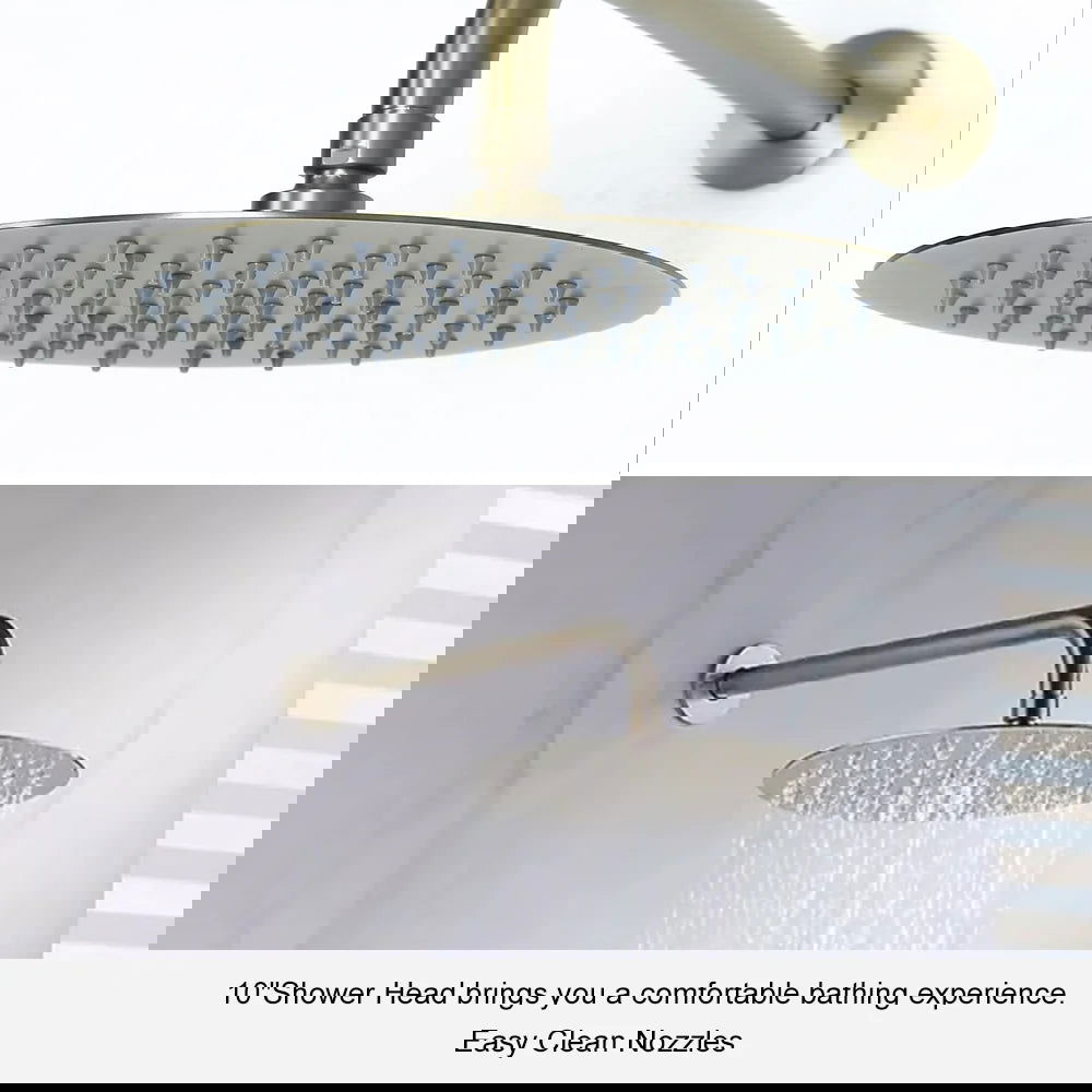 250mm Brushed Gold Wall Mounted Shower System with Handheld Shower Solid Brass - 