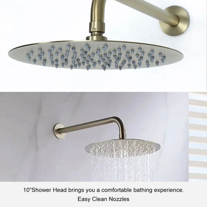 250mm Brushed Gold Wall Mounted Shower System with Handheld Shower Solid Brass - 