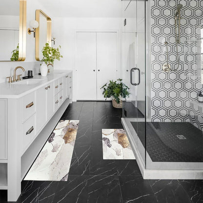 2 Pieces Modern Gold Kitchen Runner Mats Non-slip Abstract Kitchen Mat Set - 