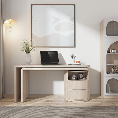 Modern Wash White L Shaped Desk 1 Cabinet & 2 Drawers 1520mm Oak Executive Office Desk