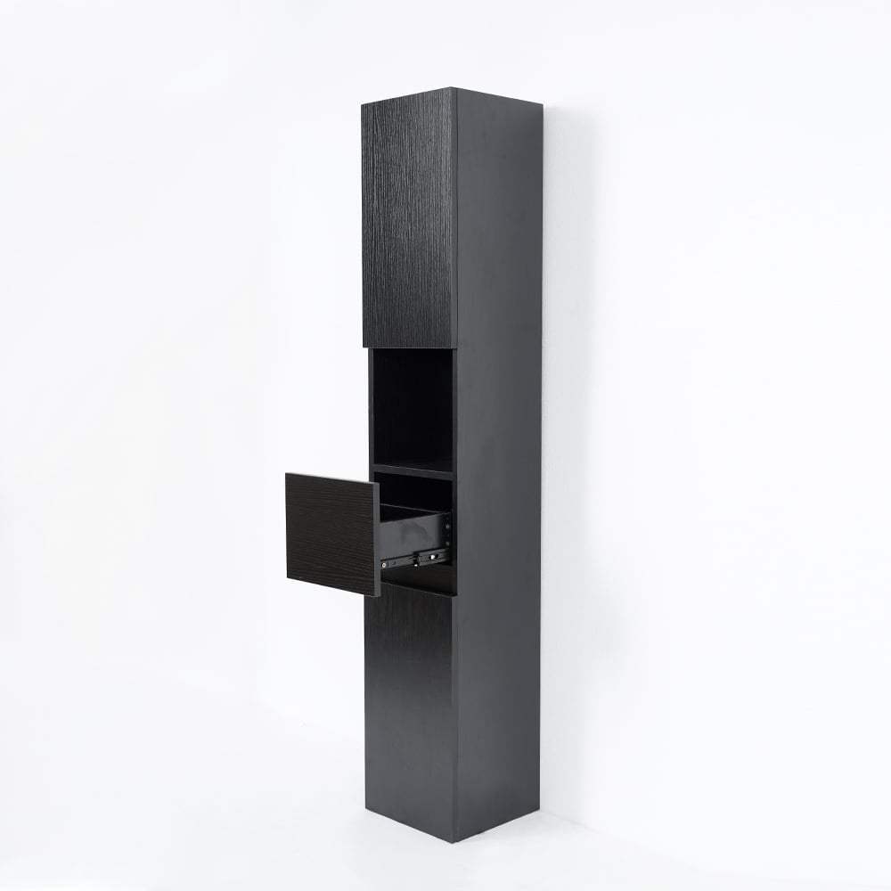 Modern Bathroom Cabinet with Drawers Wall Mounted Bathroom Cabinet with Doors with Shelf- Black