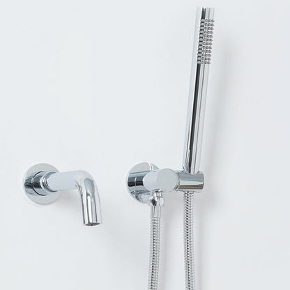 Stev Modern Wall-Mount Swivel Bath Filler Mixer Tap with Handshower in Polished Chrome