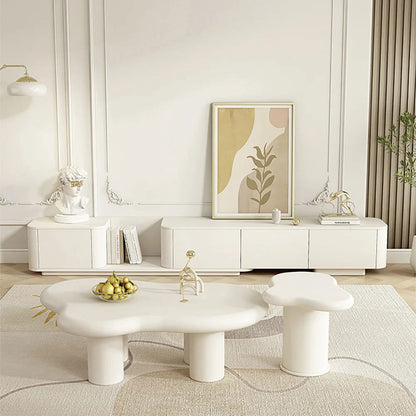 3000mm Off White Modern Wood Extendable TV Stand with 4 Drawer Media Console - 