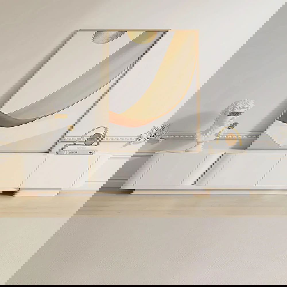 3000mm Off White Modern Wood Extendable TV Stand with 4 Drawer Media Console - 