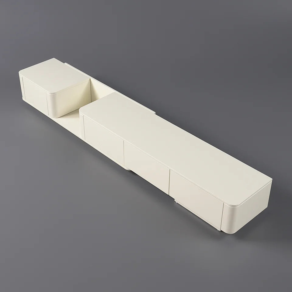 3000mm Off White Modern Wood Extendable TV Stand with 4 Drawer Media Console - 