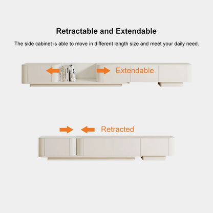 3000mm Off White Modern Wood Extendable TV Stand with 4 Drawer Media Console - 