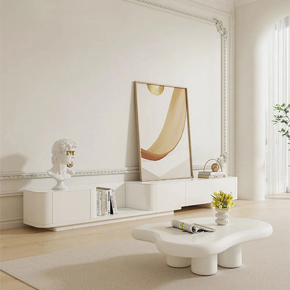 3000mm Off White Modern Wood Extendable TV Stand with 4 Drawer Media Console - Homary