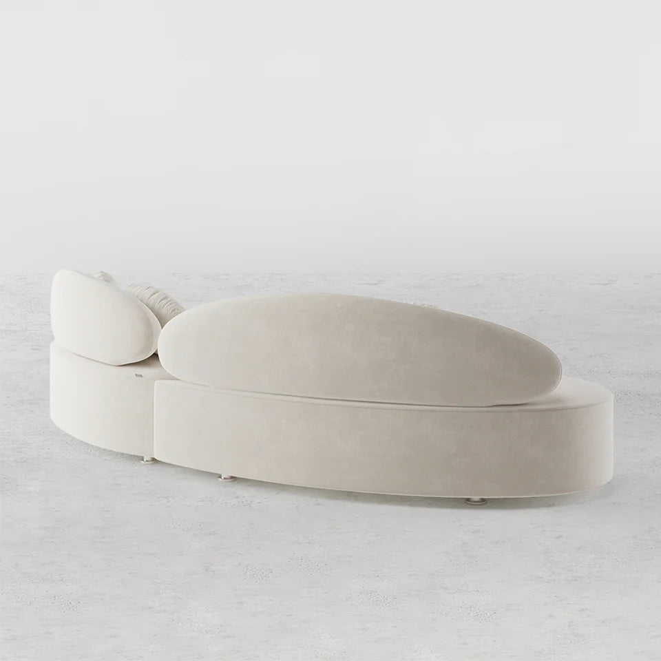 3010mm Modern Beige Curved Sectional Modular Sofa Velvet Upholstery for Living Room - 