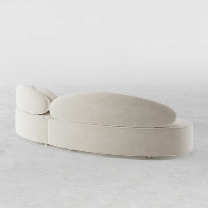3010mm Modern Beige Curved Sectional Modular Sofa Velvet Upholstery for Living Room - 