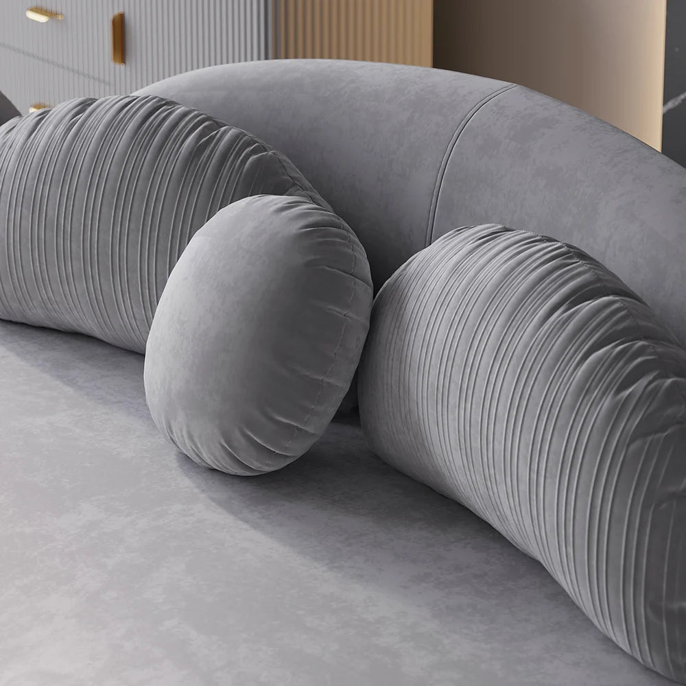 3010mm Modern Light Grey Curved Velvet Sectional Modular Sofa for Living Room - 