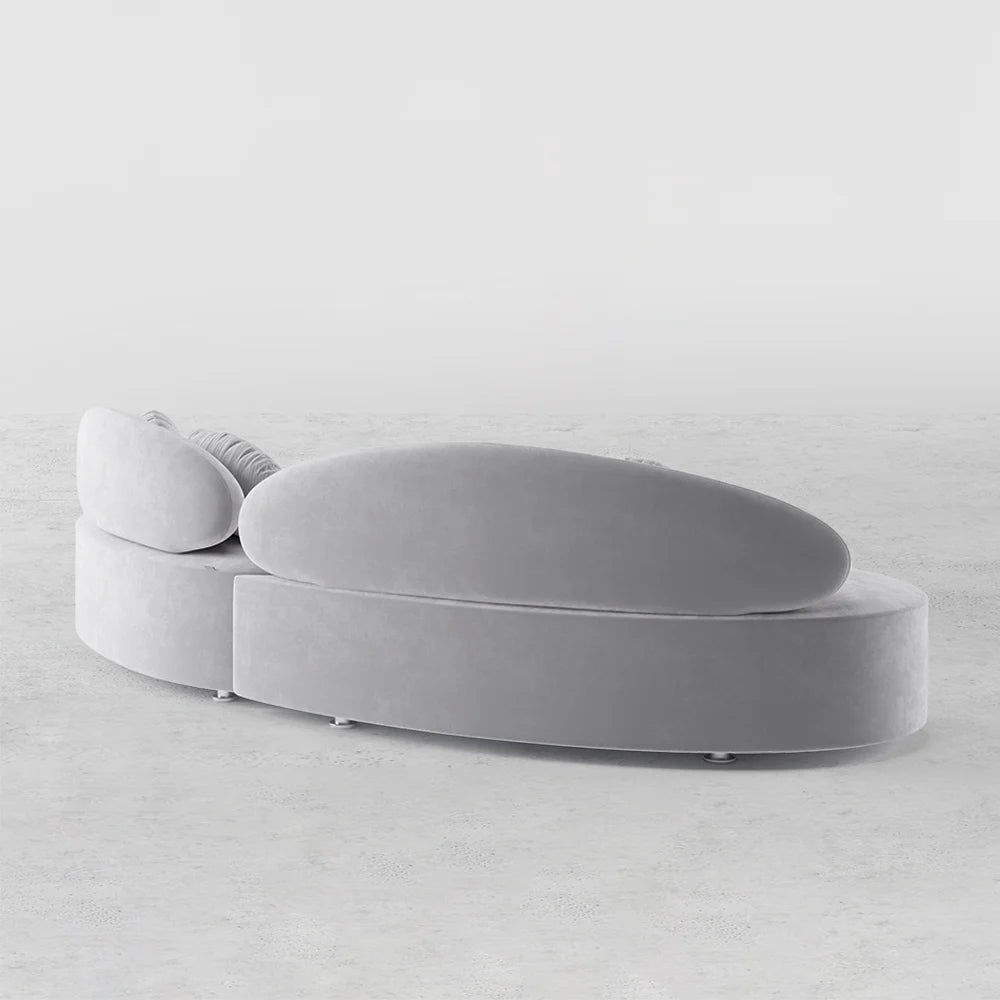 3010mm Modern Light Grey Curved Velvet Sectional Modular Sofa for Living Room - 