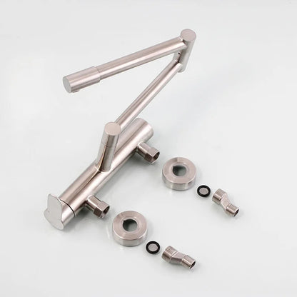 304 Stainless Steel Wall Mounted Foldable Single Handle Kitchen Faucet in Brushed Nickel - 