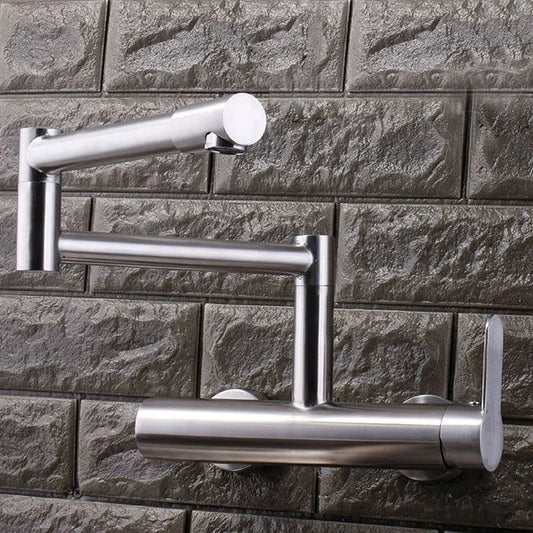 304 Stainless Steel Wall Mounted Foldable Single Handle Kitchen Faucet in Brushed Nickel - Homary