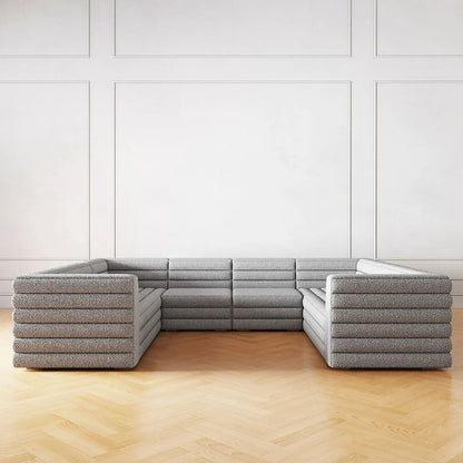 3200mm U-Shaped Modern Grey Boucle Modular Sectional Sofa for 8 Seaters - 