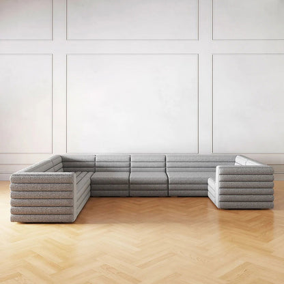 3200mm U-Shaped Modern Grey Boucle Modular Sectional Sofa for 8 Seaters - 