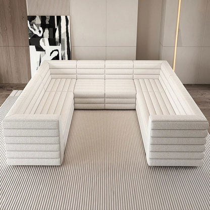 3200mm U-Shaped Modern Off White Boucle Modular Sectional Sofa for 8 Seaters - 
