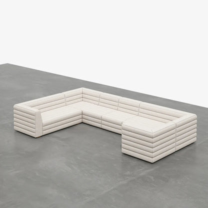3200mm U-Shaped Modern Off White Boucle Modular Sectional Sofa for 8 Seaters - 