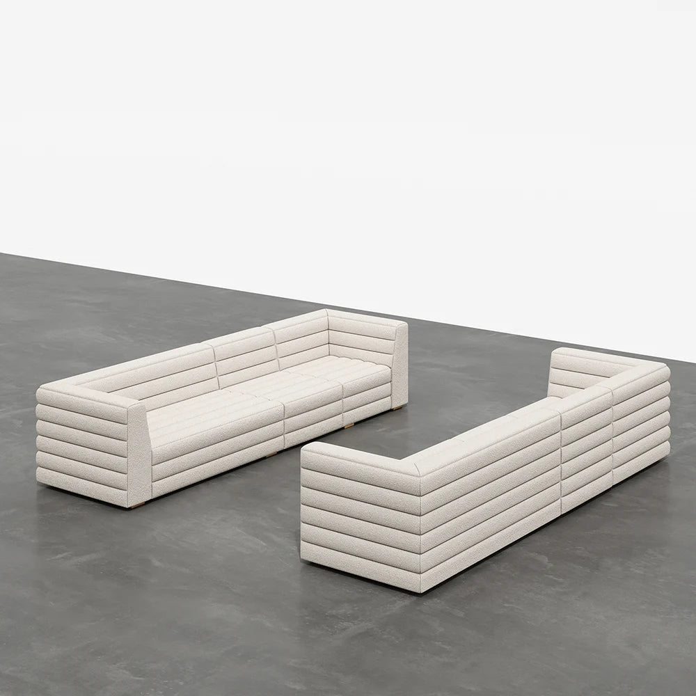 3200mm U-Shaped Modern Off White Boucle Modular Sectional Sofa for 8 Seaters - 