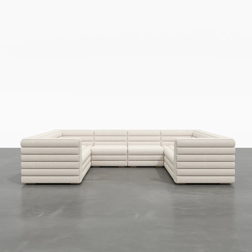 3200mm U-Shaped Modern Off White Boucle Modular Sectional Sofa for 8 Seaters - 