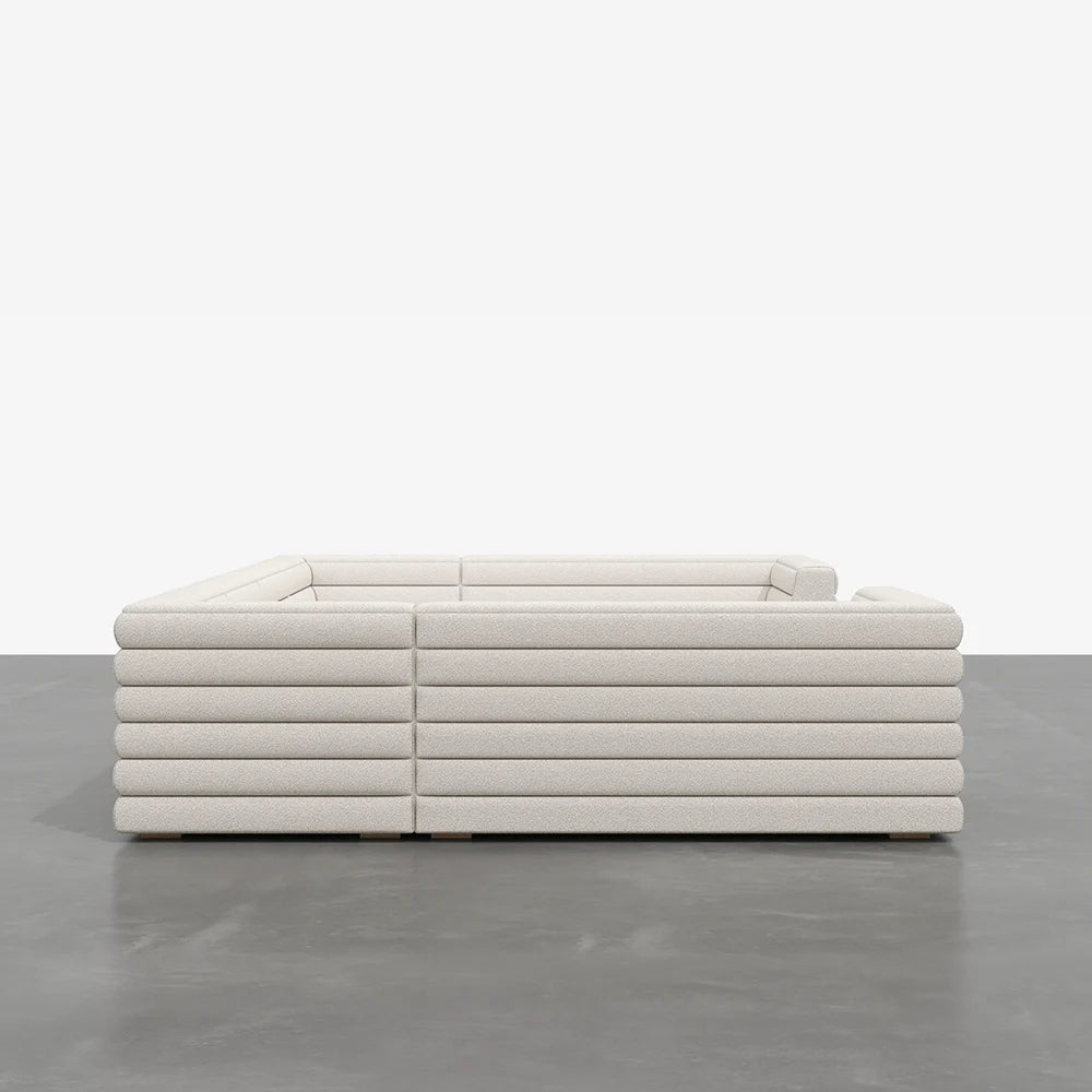3200mm U-Shaped Modern Off White Boucle Modular Sectional Sofa for 8 Seaters - 