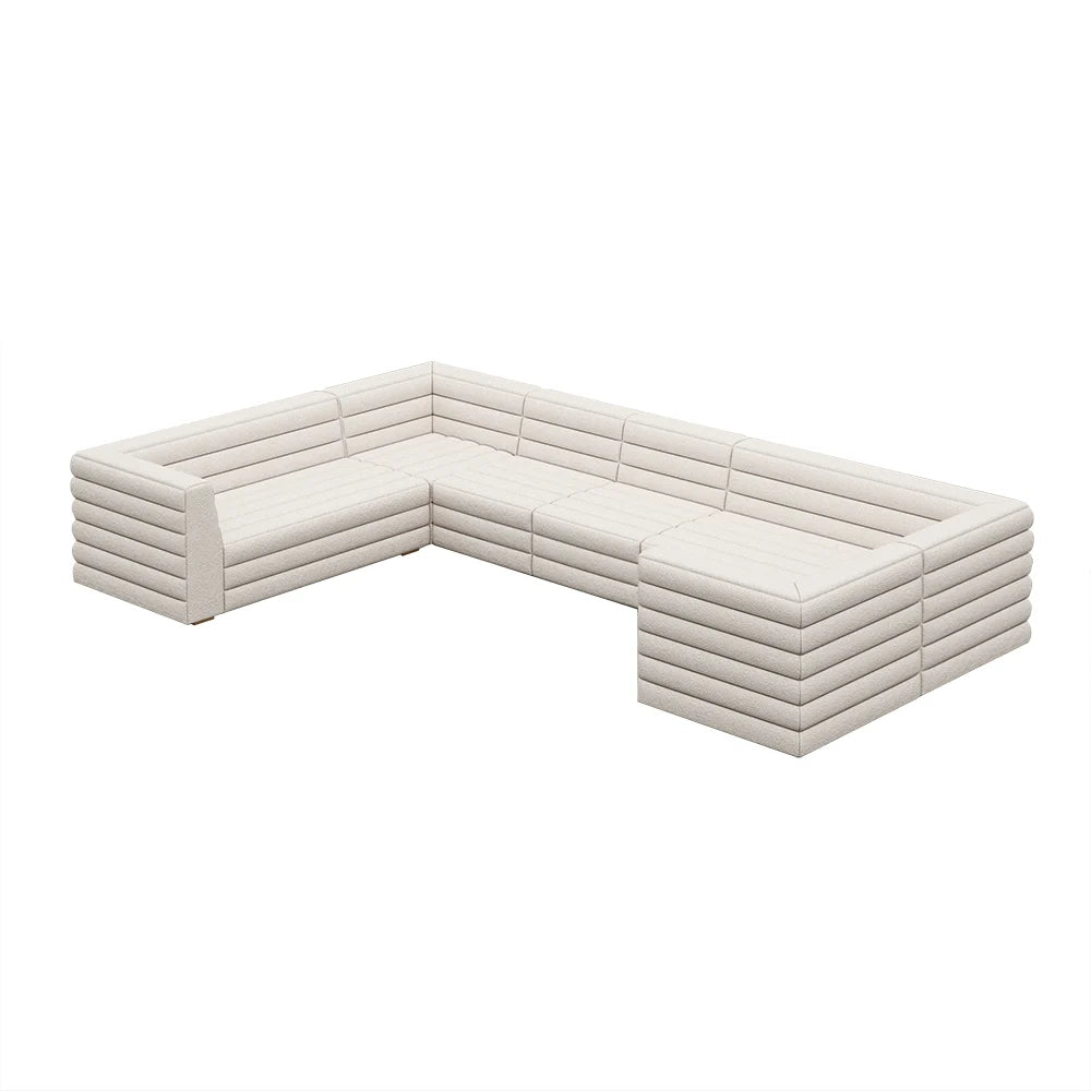 3200mm U-Shaped Modern Off White Boucle Modular Sectional Sofa for 8 Seaters - 
