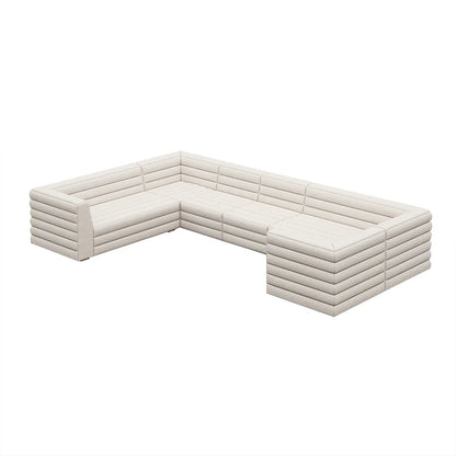3200mm U-Shaped Modern Off White Boucle Modular Sectional Sofa for 8 Seaters - 
