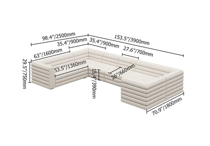 3200mm U-Shaped Modern Off White Boucle Modular Sectional Sofa for 8 Seaters - 