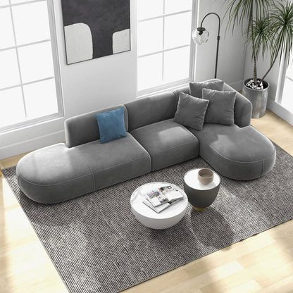 3450mm L-Shaped Sectional Corner Modern Modular Sofa with Pillows in Grey - 