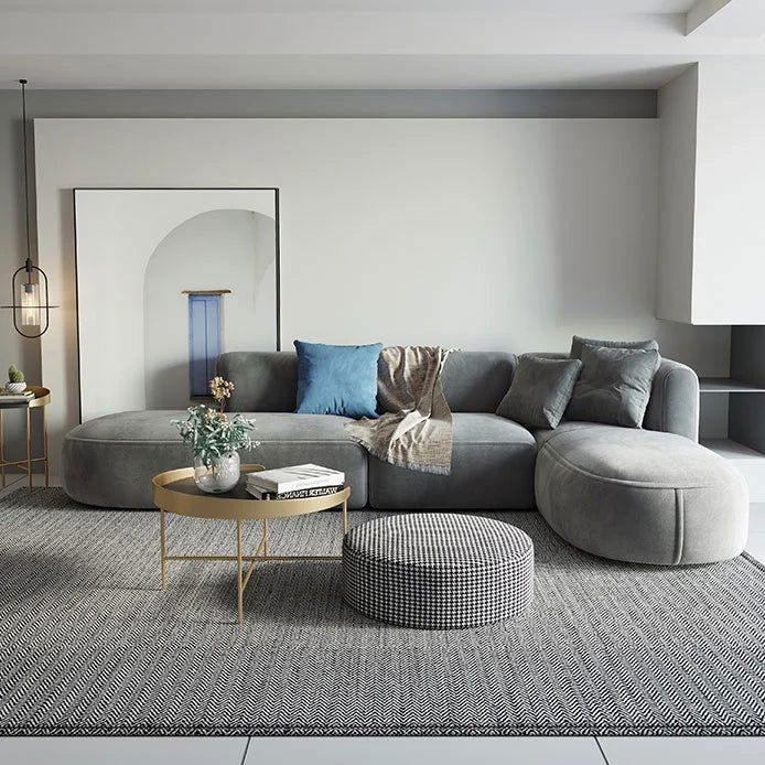 3450mm L-Shaped Sectional Corner Modern Modular Sofa with Pillows in Grey - Homary