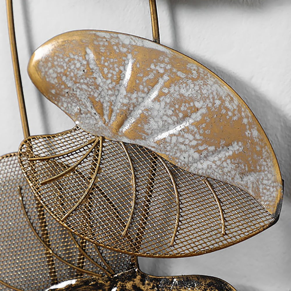 35.8" 2 Pieces Metal Lotus Leaves Wall Decor Set for Living Room with Black Frame - 