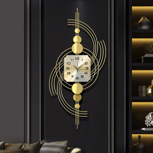 39.4" 3D Modern Metal Oversized Wall Clock with Golden Geometric Frame for Living Room - Homary