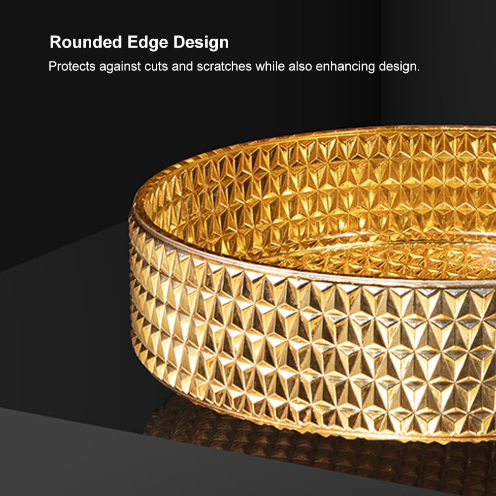 390mm Modern Luxury Diamond Shaped Crystal Glass Bathroom Countertop Basin in Gold - 