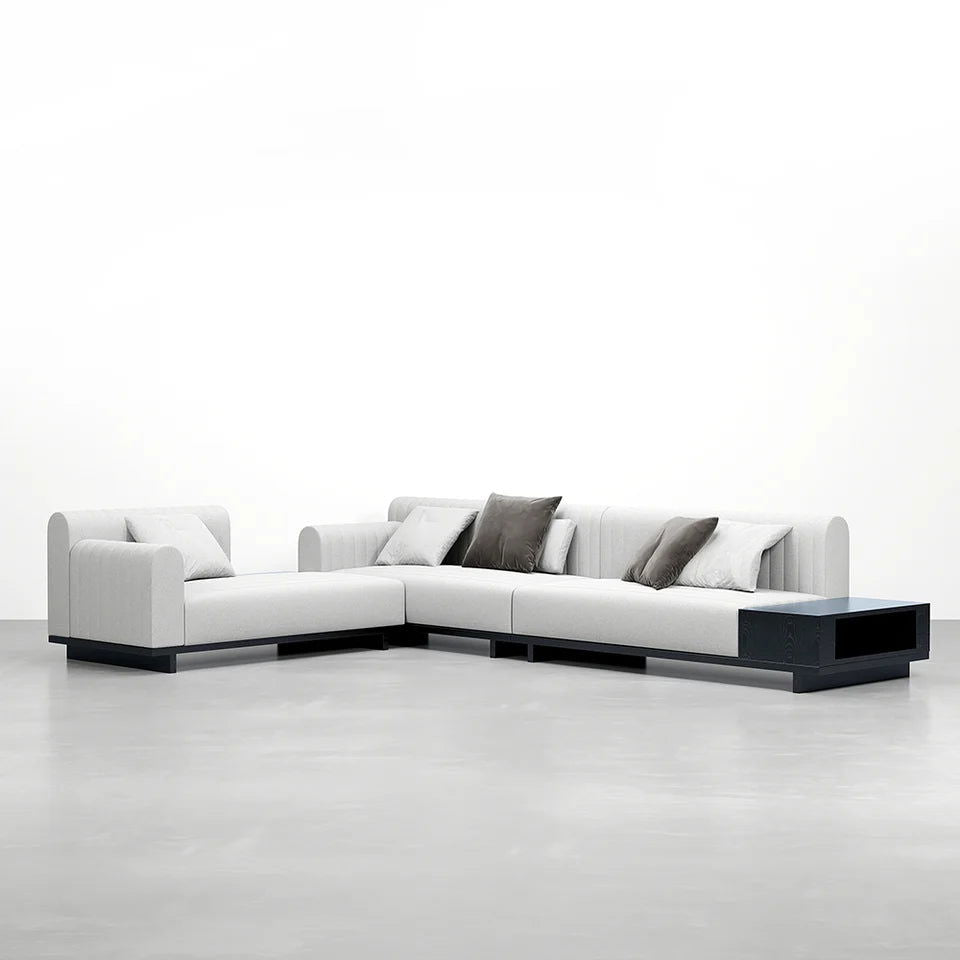 3980mm Modern Corner L-Shaped Sectional Sofa Cotton & Linen with Side Open Storage - Homary