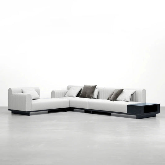3980mm Modern Corner L-Shaped Sectional Sofa Cotton & Linen with Side Open Storage - Homary