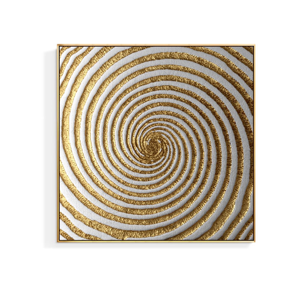 3 Pieces Glam Square Wall Decor Set Canvas Abstract Art with Frame in Gold & Black - 