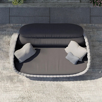 3 Seater Woven Outdoor Sofa Patio Couch in Gray Cushion & Pillow Included - 