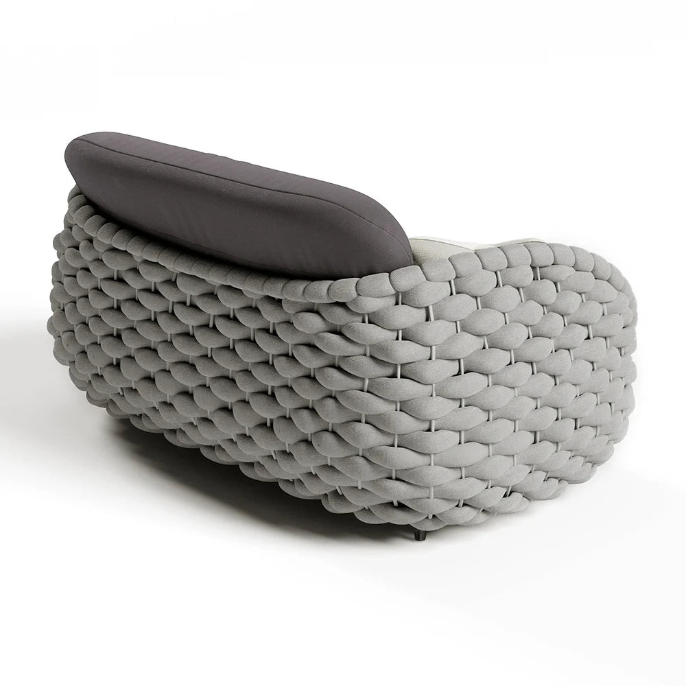 3 Seater Woven Outdoor Sofa Patio Couch in Gray Cushion & Pillow Included - 