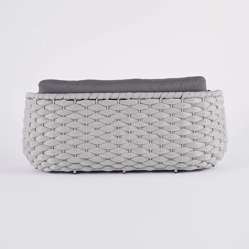 3 Seater Woven Outdoor Sofa Patio Couch in Gray Cushion & Pillow Included - 