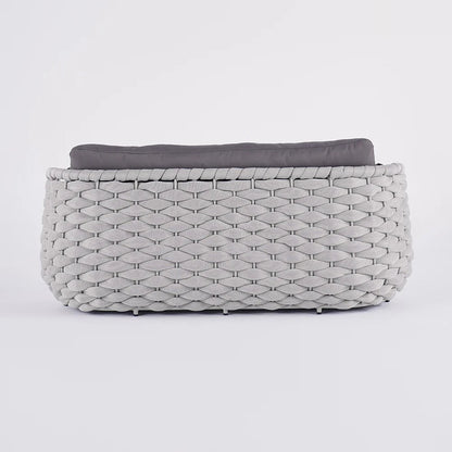 3 Seater Woven Outdoor Sofa Patio Couch in Gray Cushion & Pillow Included - 