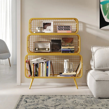 3 Tier Modern Gold Mesh Standing Etagere Bookshelf - 