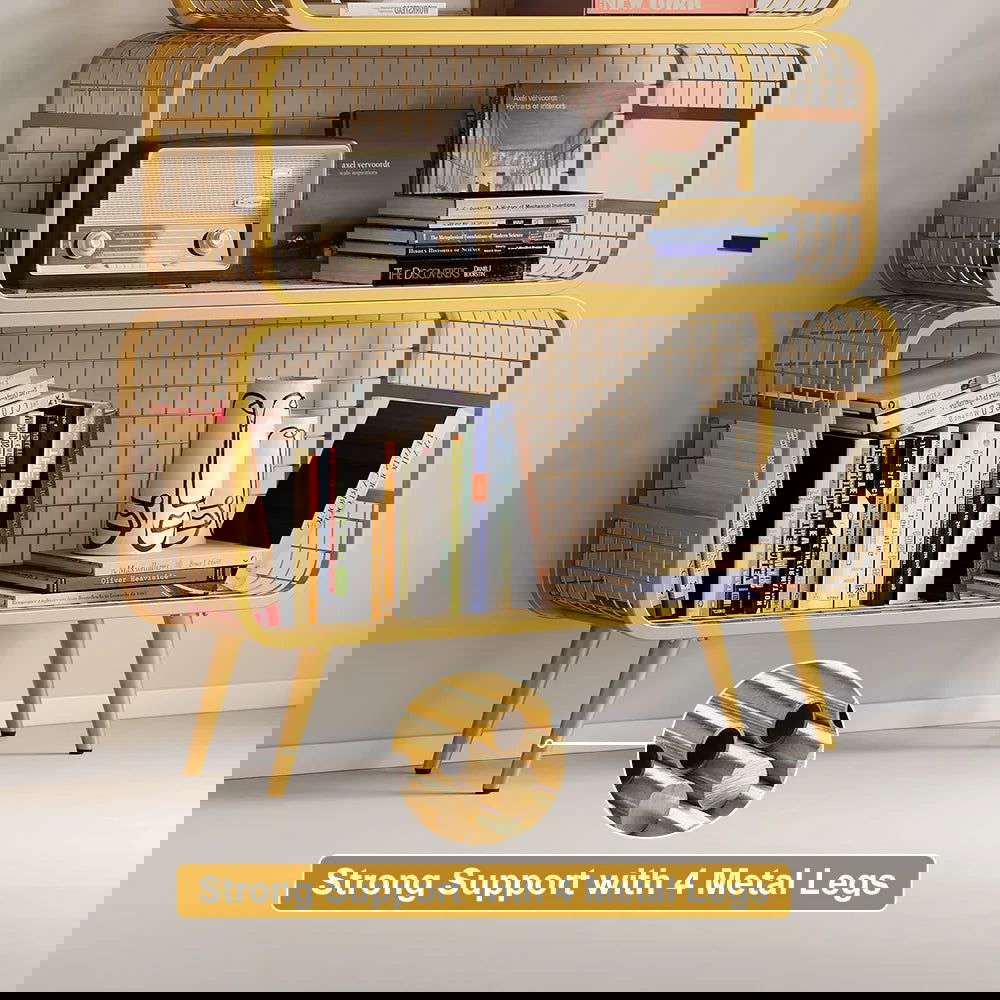 3 Tier Modern Gold Mesh Standing Etagere Bookshelf - 