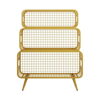 3 Tier Modern Gold Mesh Standing Etagere Bookshelf - 